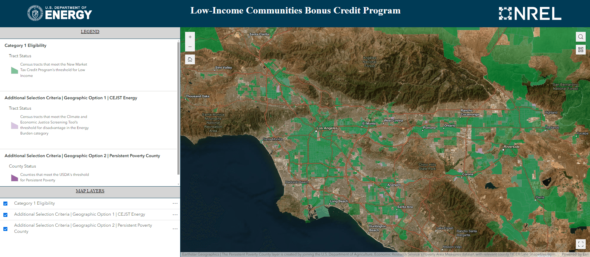 Low-Income Communities Bonus Credit Program map