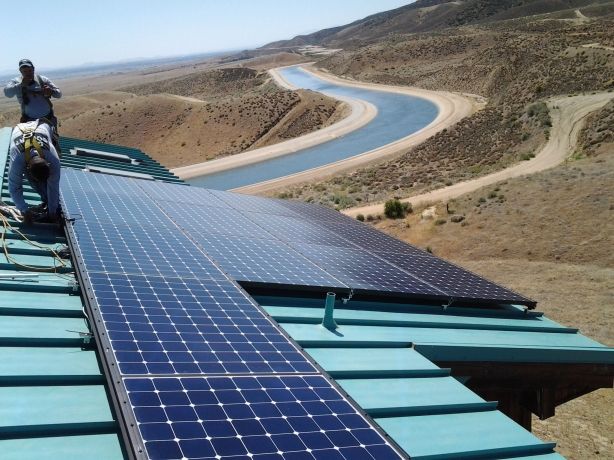 Installing Solar Panels at Lake Hughes